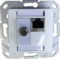 KOMOS KDD 500 Netwerkdoos Inbouw (in muur) Inzet met centraalstuk en frame CAT 6A Zilver