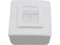KOMOS KDD 500 Netwerkdoos Opbouw Inzet met centraalstuk en frame CAT 6A 2 poorten Zuiver wit (RAL 9010)