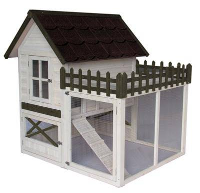 Konijnenhok Estate White Wash / Bruin #95;_132x130x120 Cm