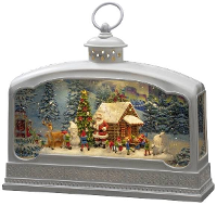 Konstsmide 4290 200 LED lantaarn Kerstman met dieren Warmwit LED Wit Watergevuld, Timer