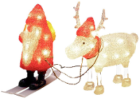 Konstsmide 6239 103 Acryl figuur Energielabel: G (A   G) Kerstman, Rendier Warmwit LED Rood, Wit