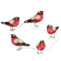 Verlichte vogels Goudvinken   5 st   15 x 12 cm   aan LED lichtsnoer   helder wit   dieren