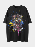 Mannen Cartoon Colorful Clown Print straat graffiti Casual T Shirt