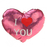 Sierkussen   Roze   14 cm   glimmend   hart I Love You   Valentijn