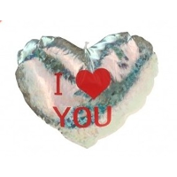 Sierkussen   zilver   14 cm   glimmend   hart I Love You   Valentijn