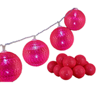 LED Lichtslinger/lichtsnoer   10 led bolletjes   D4 cm   rood   200 cm   batterijen
