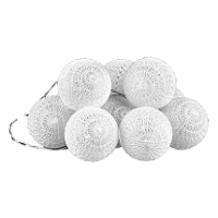 LED Lichtslinger/lichtsnoer   10 led bolletjes   D4 cm   wit   200 cm   batterijen