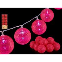 Lichtsnoer 10 led balletjes   fuchsia roze   150 cm   kunststof  batterij