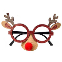 Rendier feestbril   met neus   bruin/goud   15 cm   bril met neus   rendier accessoires