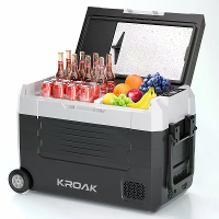KROAK 12 Volt Koelkast 12V Auto Koelkast 45L  4℉~68℉ Vriezer Compressor Koeler 12/24V DC & 100 240V AC, Verwijderbare Sc