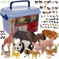 Dieren speelfigurenset   48 dieren + accessoires   multicolor   met opbergkoffer   speelset
