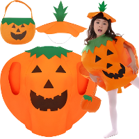 Pompoen kostuum   3 delig   oranje   vilt   voor kinderen   halloween   horror