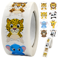 Kruzzel Stickers dieren   500x stuks   sticker rol   knutselen   motivatie stickers   kinderen