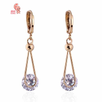 Kuniu 18k Gold Plated Crystal Zircon Dangle Earrings Women Jewelry