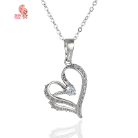 Kuniu 18k Gold Plated Necklace Zircon Heart Pendant Chain Jewelry
