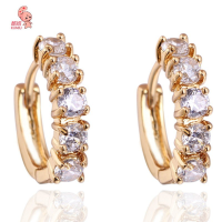 Kuniu Elegant Gold Plated Crystal Zircon Hoop Ear Stud Earrings