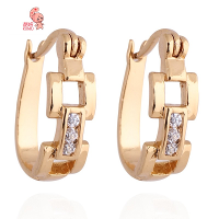 Kuniu Geometric Shaped Inlay Zircon Crystal Hoop Earrings Gold Plated