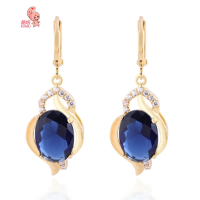 Kuniu Gold Plated Blue Cubic Zircon Crystal Dangle Drop Earrings