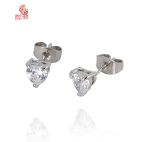 Kuniu Silver Plated Heart Crystal Ear Stud Earrings For Women