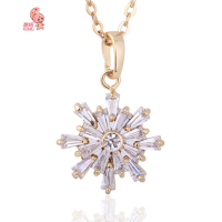 Kuniu Snowflake Pendant Chain 18k Plated Women Necklace Jewelry