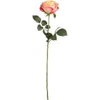Kunstbloem Rose Sil Spray   geel/roze   67 cm   Leen Bakker
