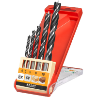 KWB Houtspiraalborenset CV Staal, dubbele spiraal, 5 delig 4 10mm
