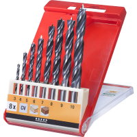 KWB Houtspiraalborenset CV Staal, dubbele spiraal, 8 delig boorset 3 10mm