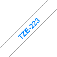 Labeltape Brother TZe, TZ TZe 223 PET Tapekleur: Wit Tekstkleur:Blauw 9 mm 8 m