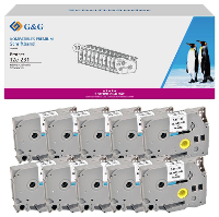 Labeltape Set van 10 stuks G&G 5T231 10TD Compatibel vervangt Brother TZe 231 Tapekleur: Wit Tekstkleur: Zwart 12 mm 8 m