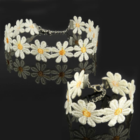 Lace Daisy Flower Chain Tattoo Choker Necklace Bracelet For Women