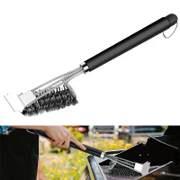 Lange Handvat BBQ Grill Schoonmaakborstel met RVS Schraper Borstels, Zware BBQ Tool, Gemakkelijke Vlekverwijdering, Gril
