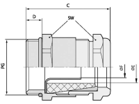 LAPP SKINDICHTÂ® SHVE PG 16/16/13/10 Wartel PG16 Messing Messing 25 stuks