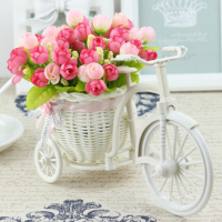 Large Rattan Tricycle Bike Flower Basket Vase Storage Party Decor