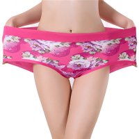 Large Size Floral Printed Soft Modal Mid Waist Panties For Women Ladies