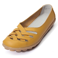 Large Size Hollow Out Leather Flat Casual Shoes