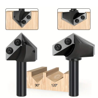 LAVIE 1/2 Inch 12.7 Mm Shank 90 graden 120 graden V vormige Tungsten Carbide Invoegboor Freesmolen Gravuur Router Bit