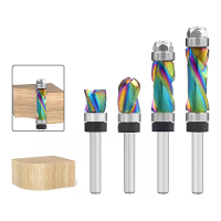 LAVIE 1/4 Inch 6.35Mm Shank Nano Coated Spiraalcompressie flush trimrouterbit Top & Bottom Bearing Frees voor Hout MDF D