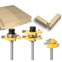 3 Stuks 6 mm 1/4 inch schacht Tong  en groefverbinding Router Bit 45 graden Slot Miter Router Set Stock Wood Cutting