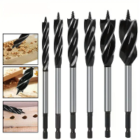 LAVIE 6PCS 6,35 mm Schacht Twist Bit Auger Boorbitsets 4 Sleuven Boren Snijden 10 20 mm Snijdiameter Houtbewerking Geree