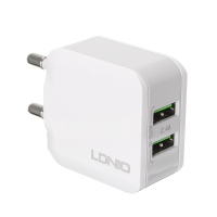 Ldnio 2 Usb Port Eu Plug 5v 2.4A Travel Charger For Iphone 7/6s/6/5 Samsung Xiaomi