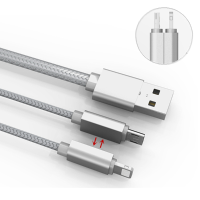 Ldnio Lc86 Braided Wire Magnetic 1.1M 2 In 1 Usb Micro And 8 Pin Cable For Mobile Phone