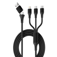 LDNIO LC97uc 100W USB A/Type C naar Type Cx2/iP Kabel PD QC3.0 Snellaadgegevensoverdracht Koper Kernlijn 1.2M Lang voor