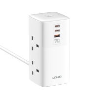LDNIO SC4383 70W 7 Port USB PD Oplader 4 Universele Stopcontacten + USB A + 2 USB C PD QC3.0 PPS SCP Snelladen Verticale
