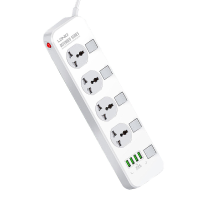 LDNIO SC4408 Universele stekkerdoos 4 stopcontacten met 17W USB*4 meervoudig stopcontact met onafhankelijke schakelaar E