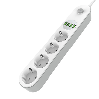 LDNIO SE4432 2500W stekkerdoos met 4 stopcontacten + 4 USB A verlengstopcontact EU stekker 10A voor telefoon, tablet en