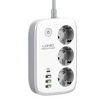 LDNIO Slimme WiFi Stekkerdoosverlengkabel Timing Adapter met 3 EU stekkers en 4 USB poorten voor telefoon, tablet en com