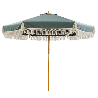 Houtstok parasol Normandië petrol Ø250 cm   Leen Bakker