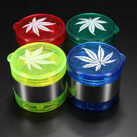 Leaf Pattern Plastic Herbal Herb Tobacco Grinder Smoke Crusher 5 Layer
