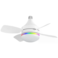 LED E27 plafondventilator met dimbare verlichting met afstandsbediening,3 snelheden RGB sfeer verlichting,3 kleurtempera