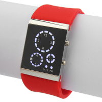 Led Three Circle Digital Sport Rubber Square Women Men Wrist Watch